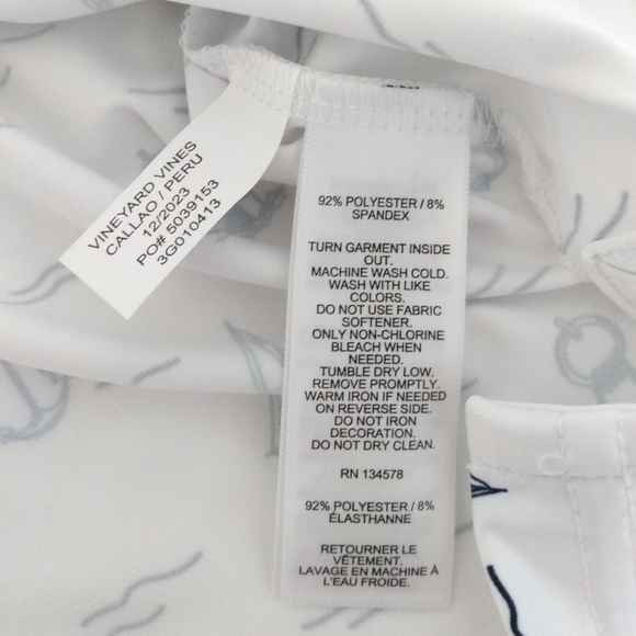 Vineyard Vines Big Kid White Nautical Print Shirt NWT XL Kids - Picture 4 of 5